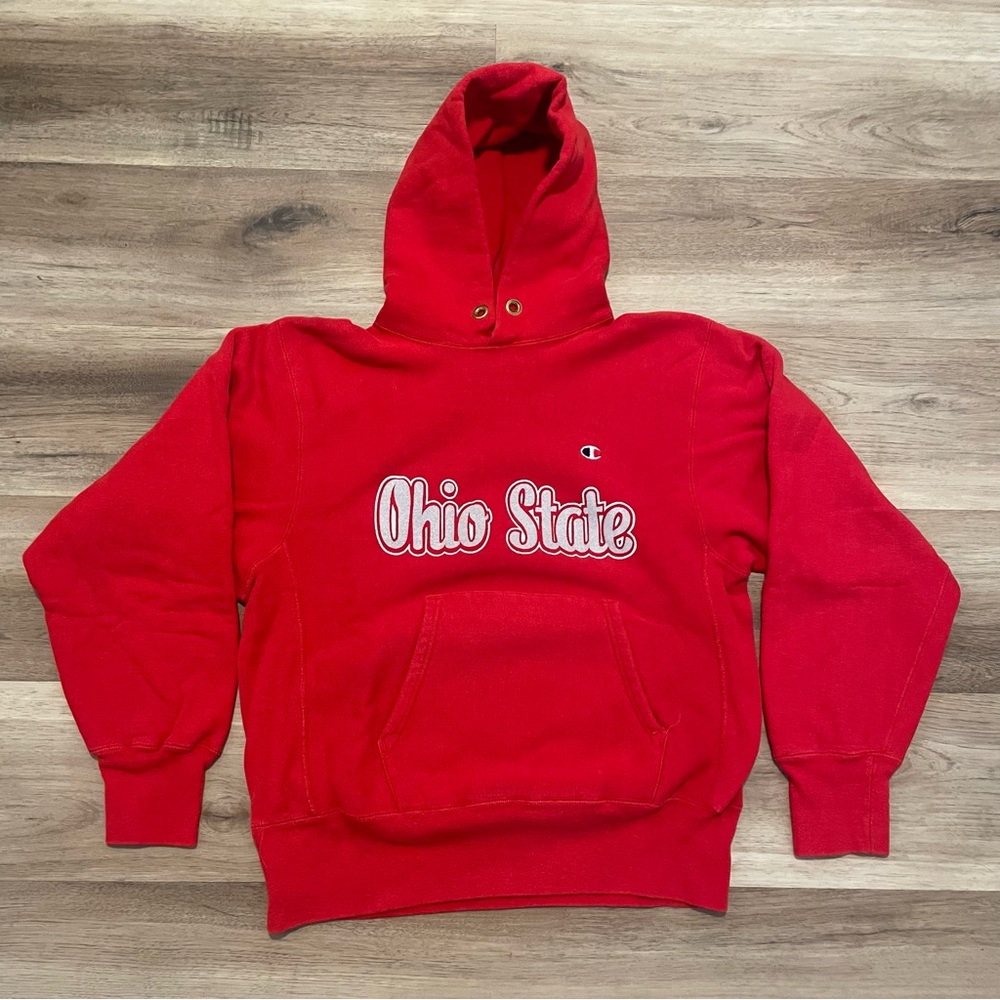Vintage 80s Champion Ohio State reverse weave hoodie red men’s medium